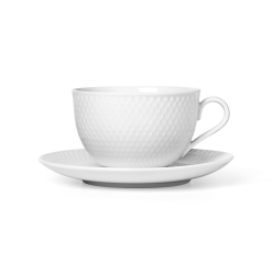 Lyngby Porcelæn Rhombe Tekop Og Underkop 39 Cl