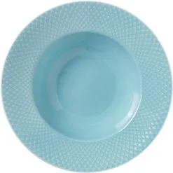 Lyngby Porcelæns Fabrikken Lyngby Porcelæn Rhombe Dyb Tallerken Tyrkis, Ø24.5